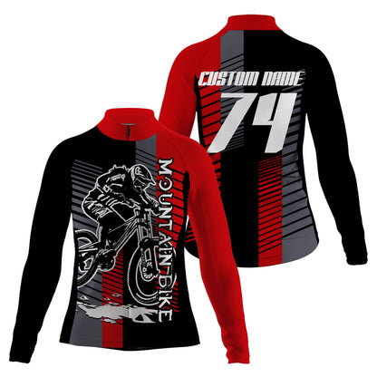 Custom Mens Womens MTB Cycling Jersey Mountain Bike Red&Black Bicycling Downhill Rider Racing| NMS816