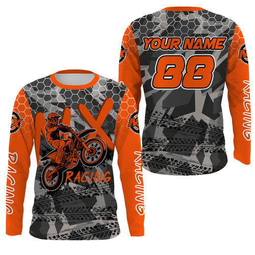 Personalized UPF30+ youth kid adult Motocross jersey extreme biker MX racing off-road shirt PDT66