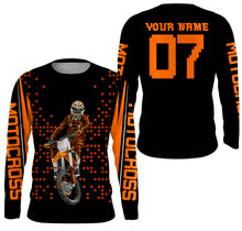 Load image into Gallery viewer, Adult kid personalized motocross jersey UPF30+ orange dirt bike racing off-road motorcycle riders NMS983
