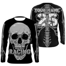 Load image into Gallery viewer, Skull Racing personalized jersey UPF30+ cool biker long sleeves skull riders motorcycle racewear NMS1065