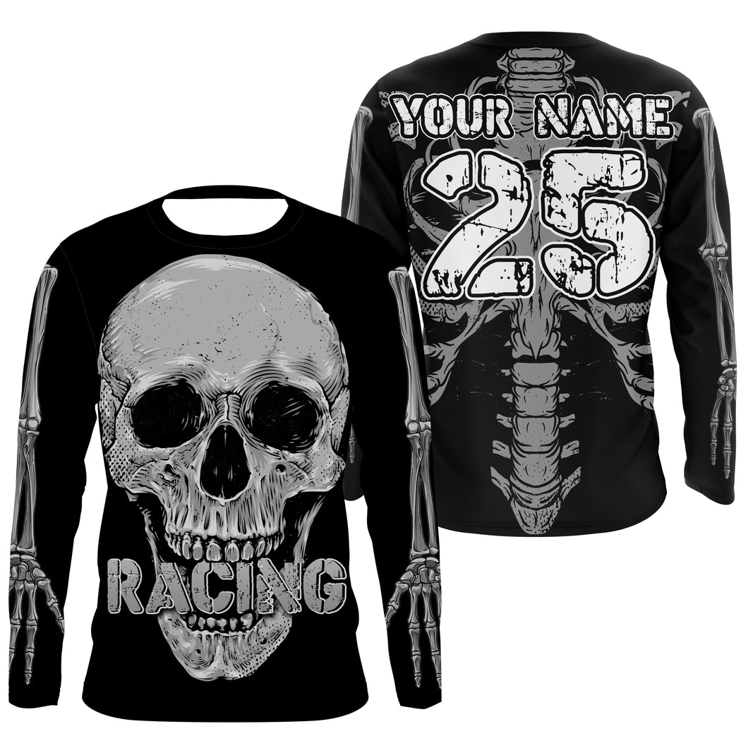 Skull Racing personalized jersey UPF30+ cool biker long sleeves skull riders motorcycle racewear NMS1065