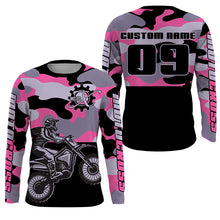 Load image into Gallery viewer, Camo personalized dirt bike jersey men women kid UPF30+ extreme Motocross shirt motorcycle PDT397