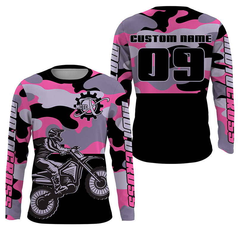 Camo personalized dirt bike jersey men women kid UPF30+ extreme Motocross shirt motorcycle PDT397