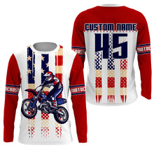 Load image into Gallery viewer, American Flag Motocross jersey personalized UPF30+ kid adult Patriotic dirt bike long sleeves NMS1095