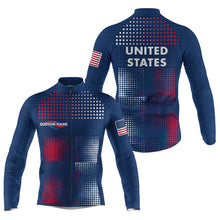 Load image into Gallery viewer, USA cycling jersey men &amp; women full zipper American bike shirt UPF50+ Cycle gear with 3 pockets| SLC180