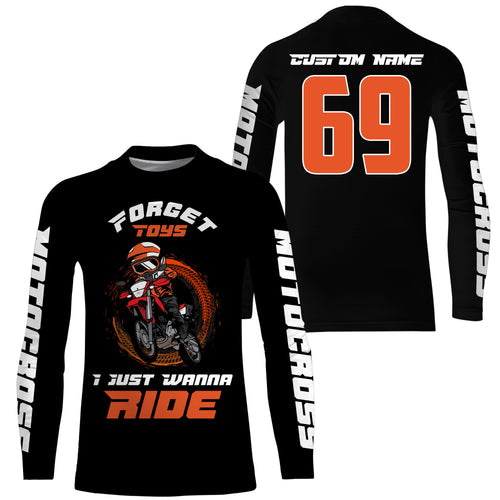 Kid custom motocross jersey UV protect youth dirt bike MX racing Forget Toys I Just Wanna Ride| NMS896