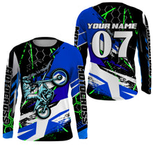 Load image into Gallery viewer, Motocross racing jersey custom number name adult kids long sleeves dirt bike motorcycle off-road NMS1073