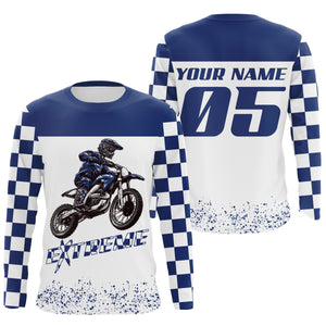 Blue dirt bike racing jersey Motocross custom offroad MX UPF30+ youth men women riding motorcycle  PDT124