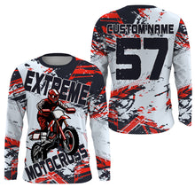 Load image into Gallery viewer, Personalized Red Motocross Jersey Youth&amp;Adult UPF30+ Extreme Dirt Bike Shirt MX Racing Long Sleeve PDT463