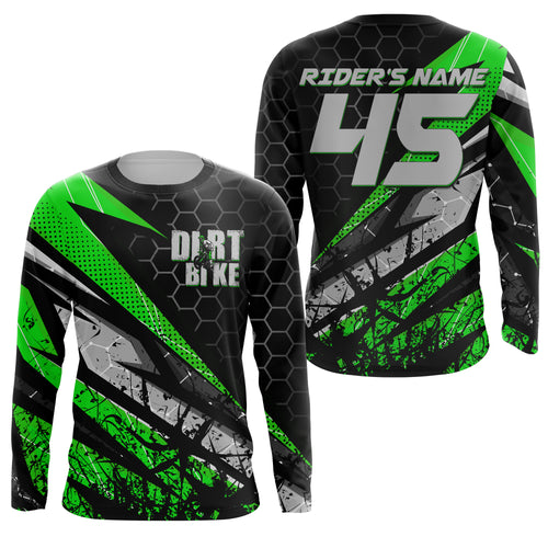 Customizable Motocross jersey for kid men women UPF30+ off-road dirt bike green MX racing shirt PDT109