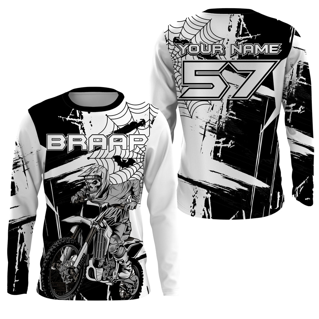 Skull black MX jersey Motocross kids adult custom dirt bike UPF30+ long sleeves off-road motorcycle PDT176