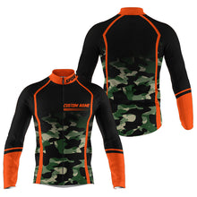 Load image into Gallery viewer, Camouflage Mens cycling jersey with back pockets UPF50+ Orange bike shirts Custom bicycle clothes| SLC187