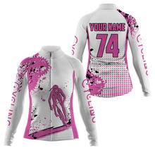 Load image into Gallery viewer, Custom Womens Cycling Jersey Pink&amp;White Sprocket Mountain Bike Cycle Road Bicycling Shirt Cyclist| NMS837