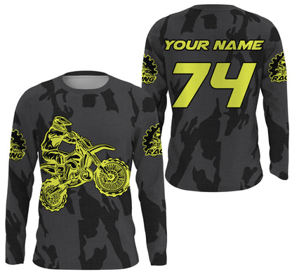 Custom number&name dirt bike racing jerseys black motocross youth men women UV offroad long sleeve PDT164