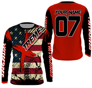 Extreme custom Motocross jersey UPF30+ American flag dirt bike racing kid women men off-road shirt PDT272