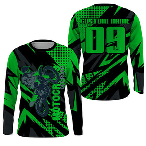 Green UV Custom Motocross Jersey Kid Adult Off-road Dirt Bike Long Sleeves MX Racing Jersey NMS1223