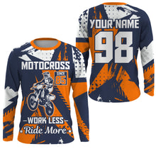 Load image into Gallery viewer, Work Less Ride More kid adult Motocross jersey personalized UPF30+ dirt bike long sleeves racing NMS1097