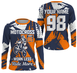 Work Less Ride More kid adult Motocross jersey personalized UPF30+ dirt bike long sleeves racing NMS1097