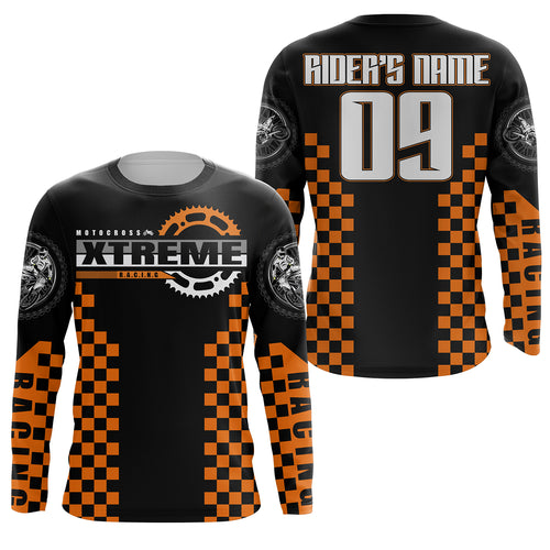 Orange Motocross jersey custom kid men women UPF30+ dirt bike riding extreme MX shirt motorcycle PDT94