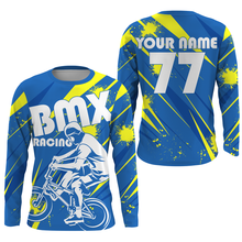 Load image into Gallery viewer, Personalized adult kid BMX jersey UPF30+ blue BMX riding shirt Cycling enduro bicycle gear| SLC59