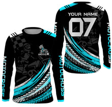 Load image into Gallery viewer, Xtreme blue dirt bike for adult kid youth custom MX jersey UV protective motorcycle riding shirt PDT77