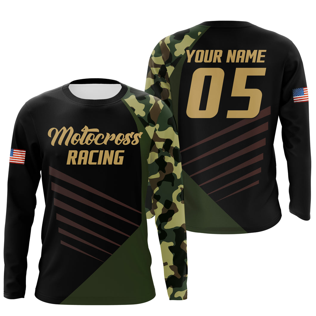 Personalized motocross jersey for youth men dirt bike off-road camo UPF30+ riding shirt motorcycle PDT157