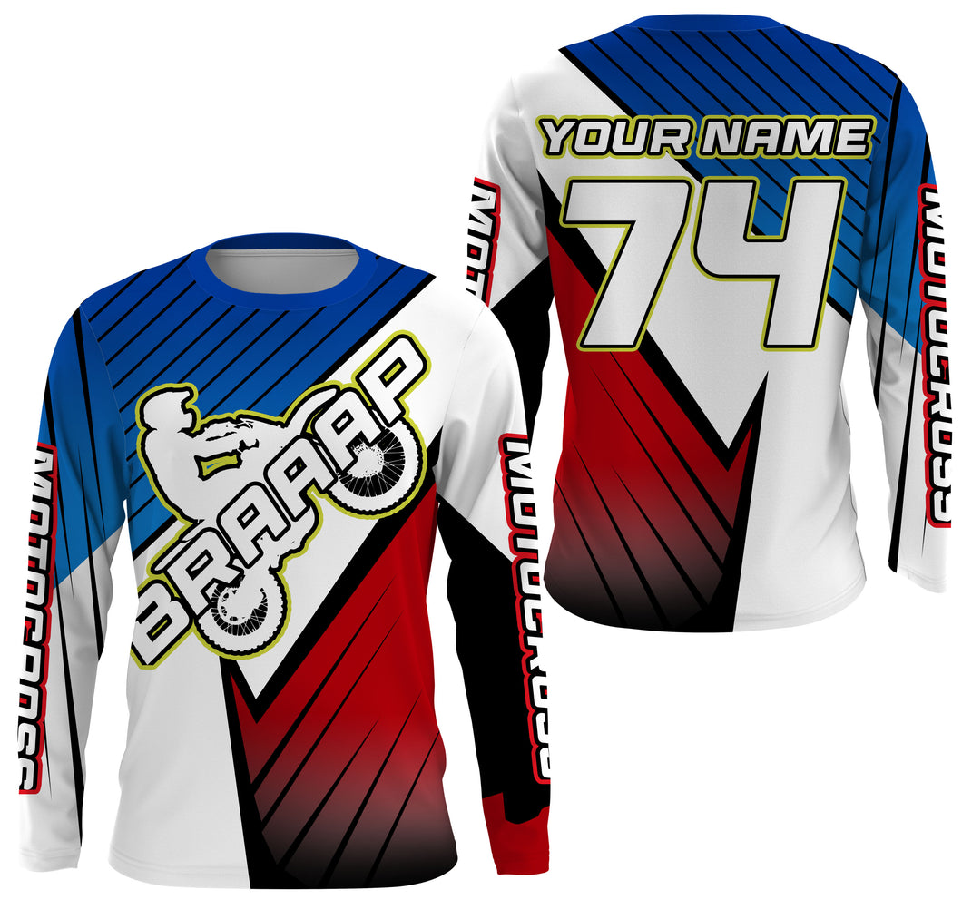 Braaapp personalized motocross jersey UPF30+ dirt bike adult kid MX racing motorcycle long sleeves NMS1071