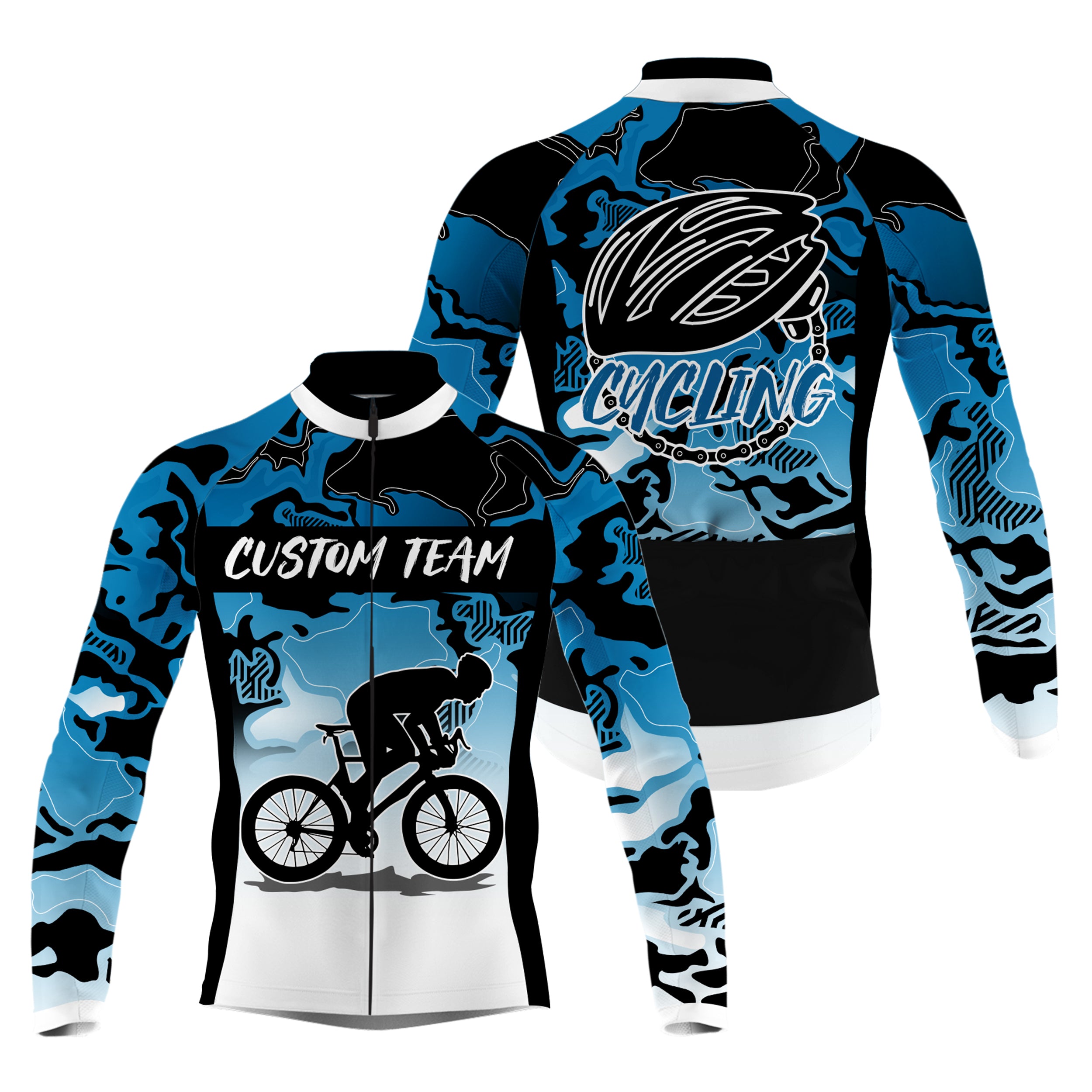 Men's Full Zip Road Cycling Jersey Blue Green