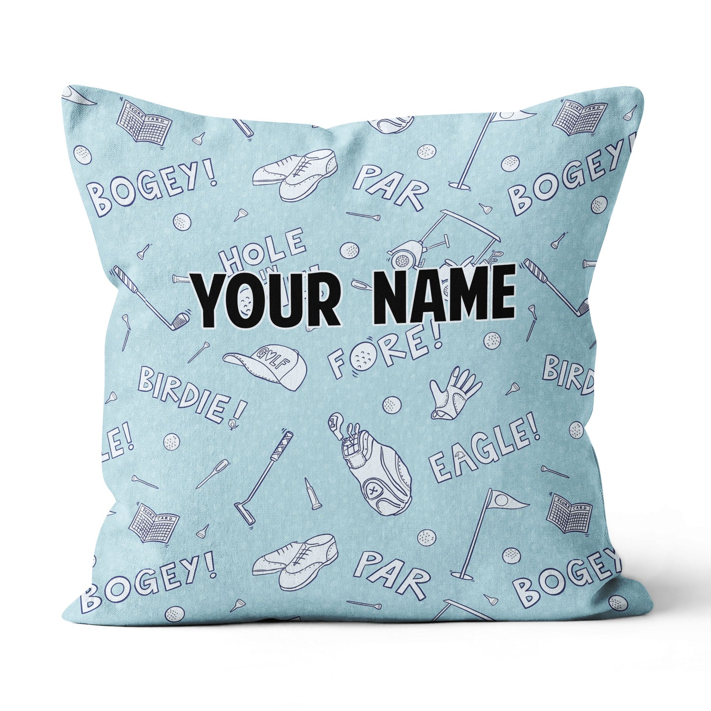 Blue Funny Golf Elements Custom Throw Pillow Personalized Golf Gifts LDT1142