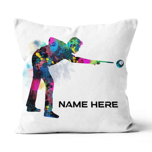 Funny Colorful Billiard Player Throw Pillow Custom Name Unique Billiards Pillows TDM0928