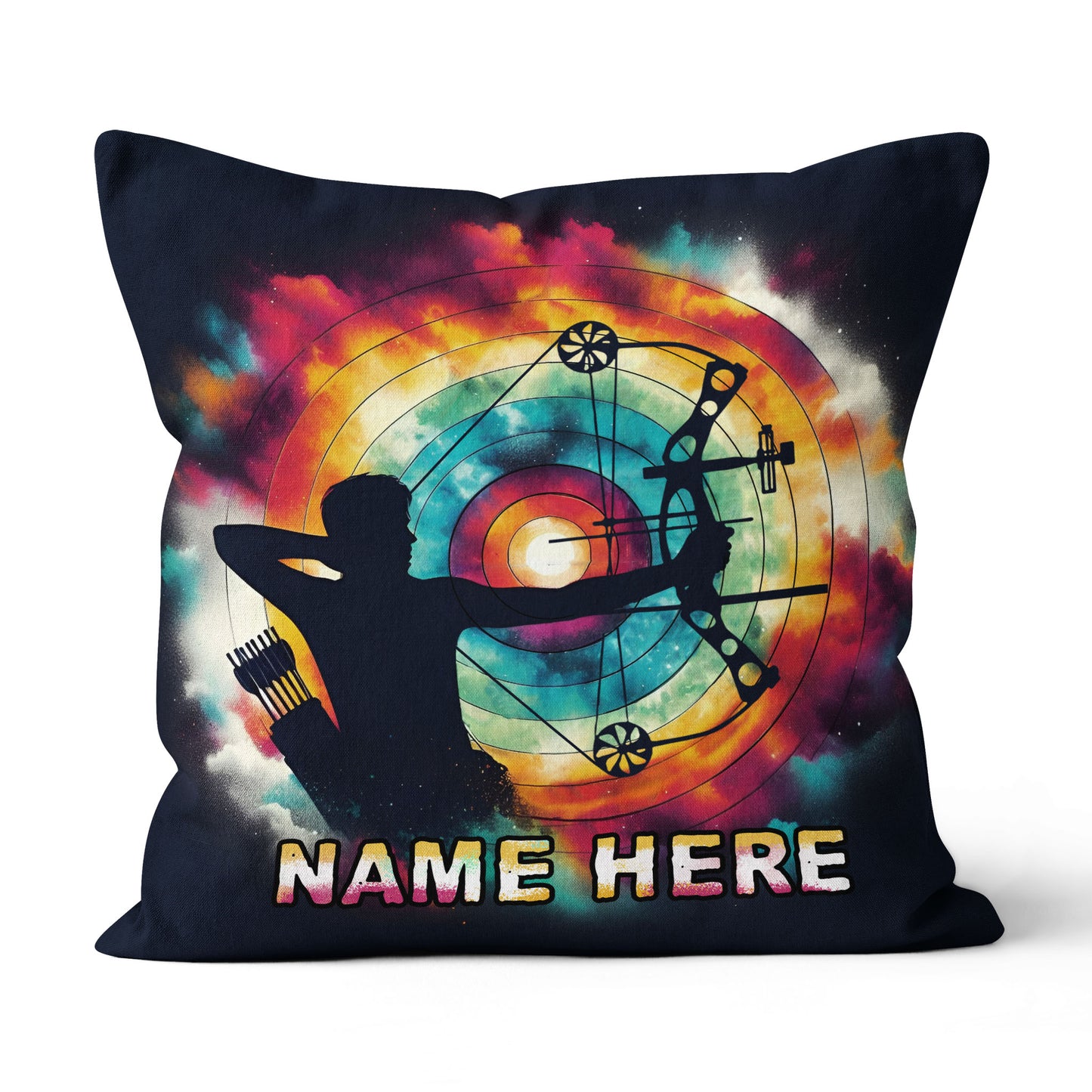 Personalized Archery Colorful Tie Dye Throw Pillow Custom Archery Gifts VHM0924