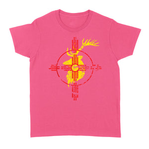 New Mexico State Flag Elk Hunting Zia Symbol Women T-Shirt - FSD1180 D06