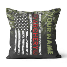 Load image into Gallery viewer, Personalized Green Camouflage US Flag Archery Pillows Best Archery Gifts VHM0849