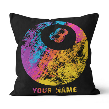 Personalized Grunge Colorful 8 Ball Billiard Pillow Gift For Pool Player VHM0831