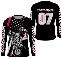 Load image into Gallery viewer, Pink Dirt Bike Girls Personalized Motocross Jersey UPF30+ Off-road MX Racing Long Sleeves NMS1216