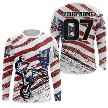 Load image into Gallery viewer, Personalized American flag MX jersey kid women men UPF30+ Patriotic dirt bike shirt off-road PDT360