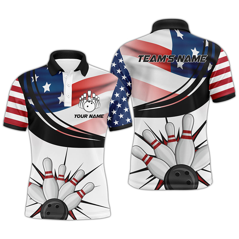 PIONAMZIOZ American Flag Bowling Shirt for Men, Custom Polo Bowling Jersey  with Names, Patriots Bowling Shirt Men Bowlers (Polo 01) at  Men's  Clothing store