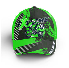 Load image into Gallery viewer, Personalized Green Dirt Bike Cap - Custom Name Biker BWB Hat Motorcycle Lovers Cap Off-Road CDT03