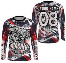 Load image into Gallery viewer, Personalized Racing Jersey UV Protect, UPF30+ Dirt Bike Long Sleeves Skull Motocross Racewear NMS1244