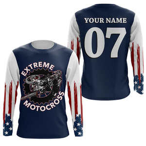 Patriotic Personalized Motocross Jersey UPF30+ American Kid Adult MX Racing Dirt Bike NMS1199