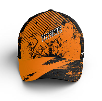 Personalized Orange Dirt Bike Hat - Custom Name Motocross BWB Hat Motorcycle Cap For Bikers CDT05