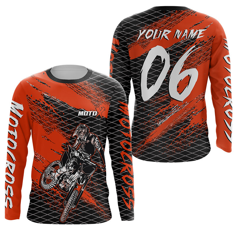 Custom Orange MX Jersey Youth Men Women UPF30+ Dirt Bike Motocross Jersey Racing Shirt Extreme PDT373