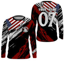 Load image into Gallery viewer, Personalized USA flag Motocross jersey UPF30+ dirt bike off-road shirt kid men women Patriotic PDT352