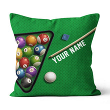 Load image into Gallery viewer, Personalized Green Billiard Table 3D Printed Throw Pillow Billiard Gifts TDM0780