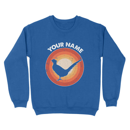 Pheasant Retro Vintage Sunset Custom Name Shirt, Pheasant Hunting Shirt, Gift for Pheasant Lover, Bird Lover Standard Sweatshirt FSD2349D08