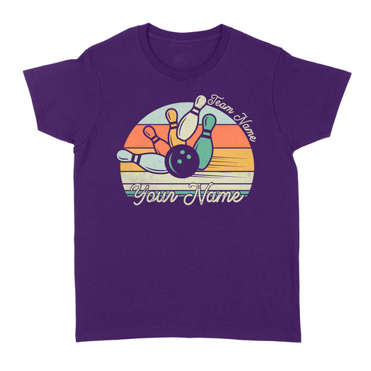 Custom Bowling Retro Shirt, Personalized Bowling Name Women's T-shirt