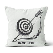 Load image into Gallery viewer, Personalized Target Bow Arrow Archery Line Drawing Pillow, Archery Gifts VHM0913