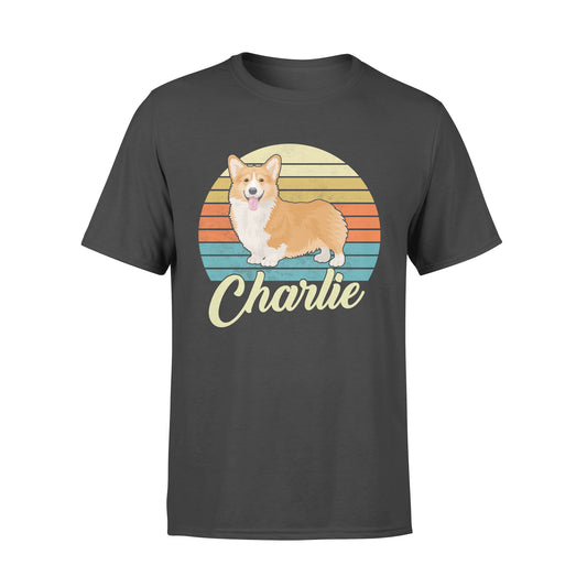Custom name awesome Corgi 1970s vintage retro personalized gift - Standard T-shirt