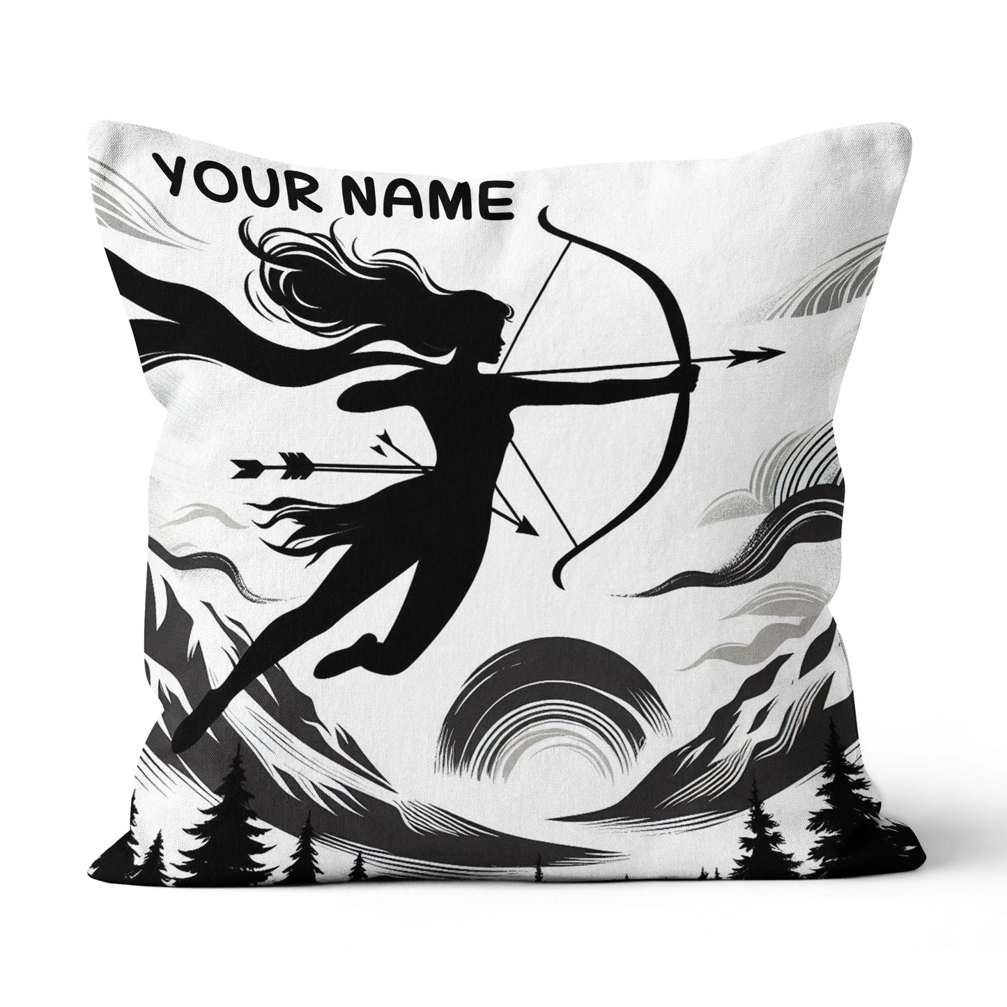 Custom Black White Funny Women Archer Pillow, Archery Decorative Pillows TDM0824