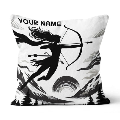 Custom Black White Funny Women Archer Pillow, Archery Decorative Pillows TDM0824